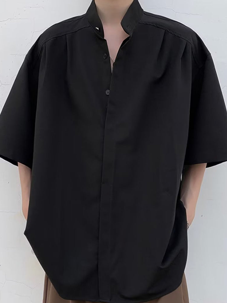 Comprar black Mens High Collar Loose Fitting Shirt