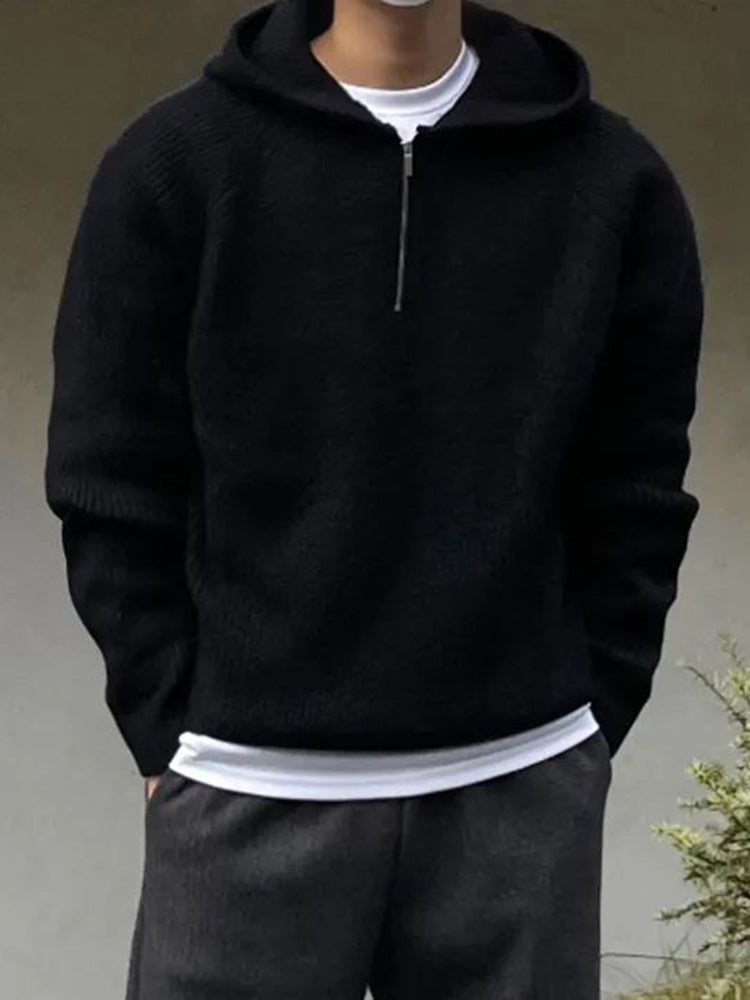 Mens Casual Knitted Loose Comfort Hoodie