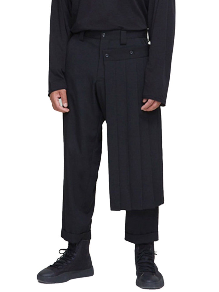 Mens Deconstructed Pleated Straight Leg Pants