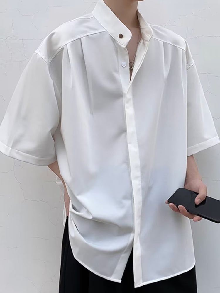 Comprar white Mens High Collar Loose Fitting Shirt