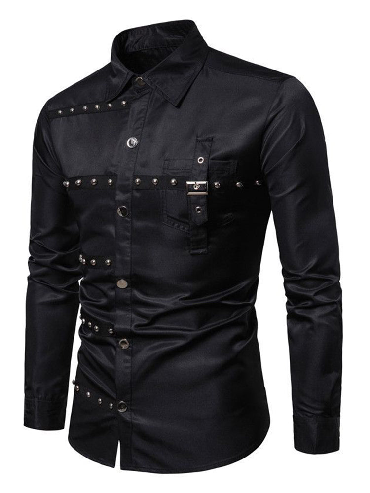 Mens Punk Studded Vintage Shirt