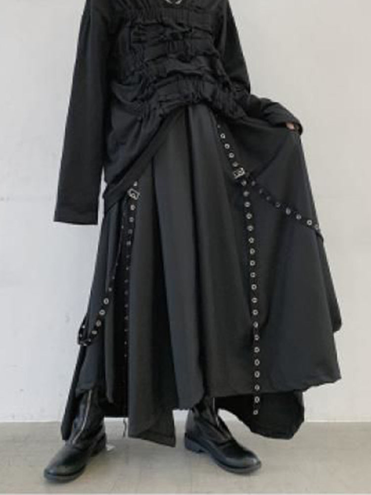 Mens Ribbon Riveted Wide Leg Pants