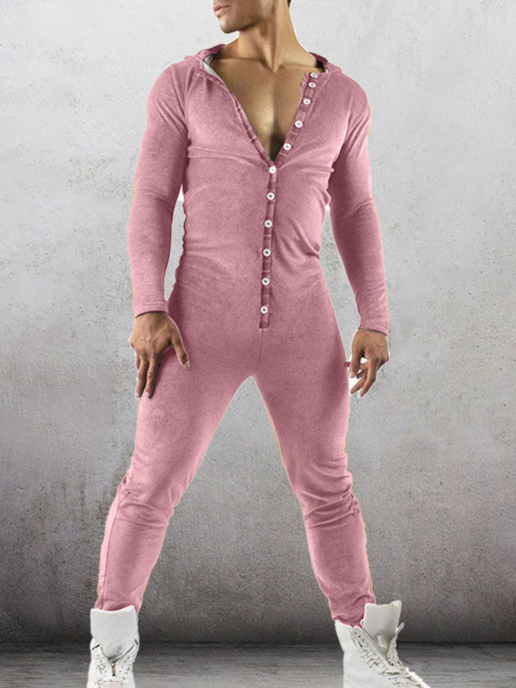 Comprar pink Mens Casual Comfortable Slim Hooded Pajamas