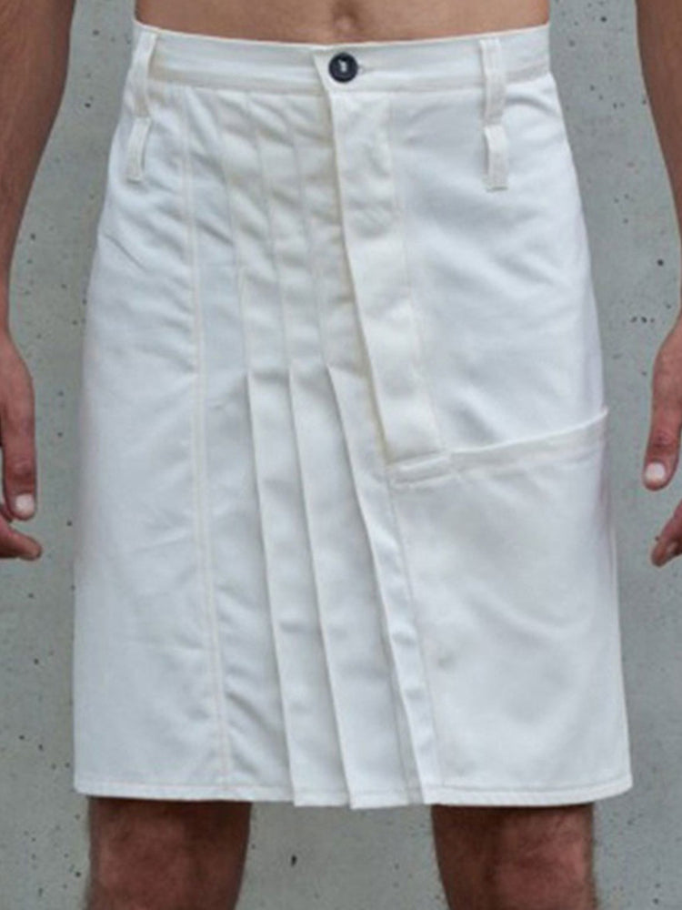 Mens Button Pocket Pleated Skirt