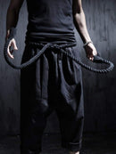 Men's Black Linen Harem Pants-1