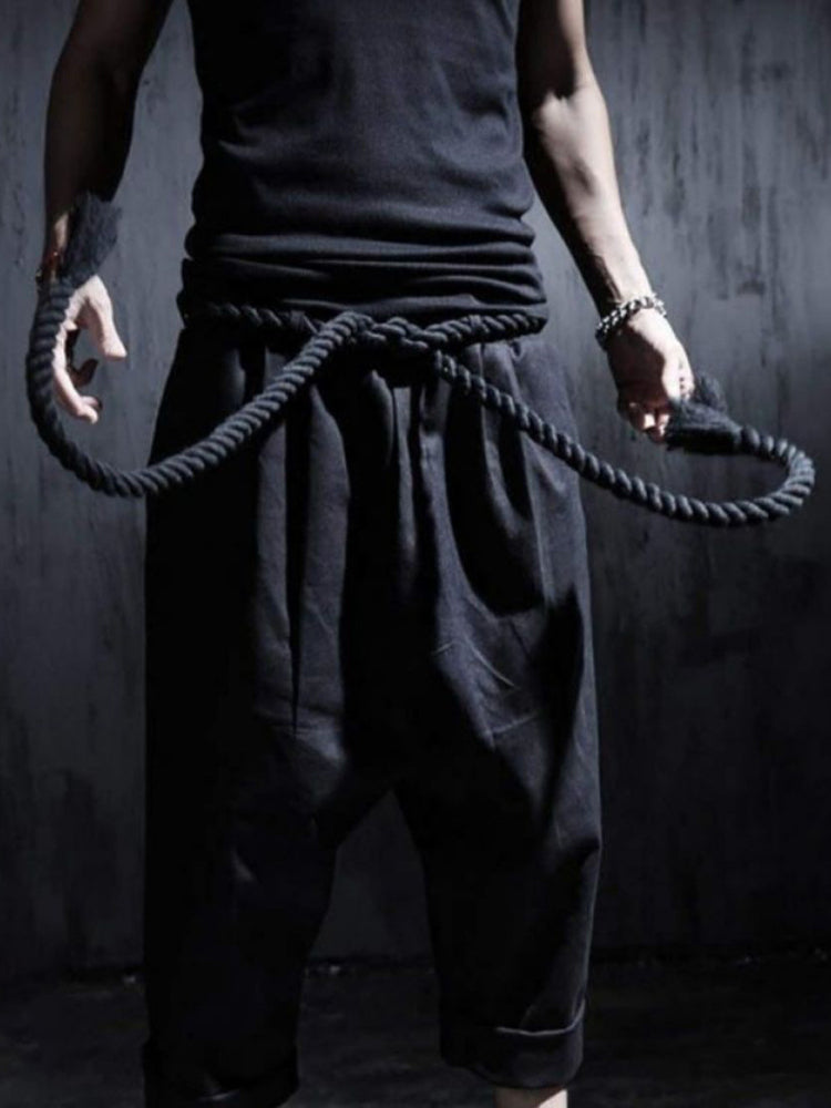 Men's Black Linen Harem Pants