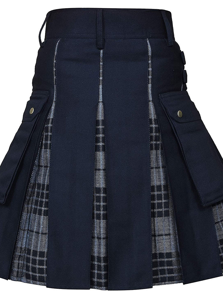 Comprar grey Mens Punk Plaid Skirt