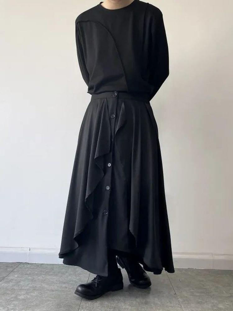 Men's Double Irregular Button Skirt