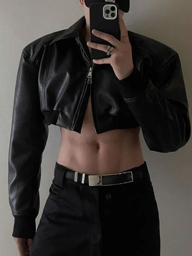 Mens Sexy Cropped Leather Jacket