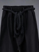 Men's Black Linen Harem Pants-5