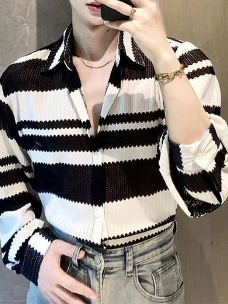 Mens Gender-free Retro Striped Shirt