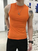 Men's Stand Collar Sleeveless Racerback Vest-7