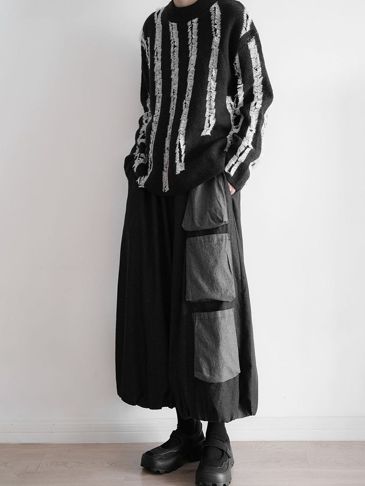 Mens Pocket Design Wide Leg Pants