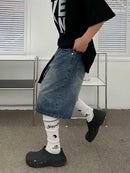 Mens Loose Fitting Washed Denim Shorts-3