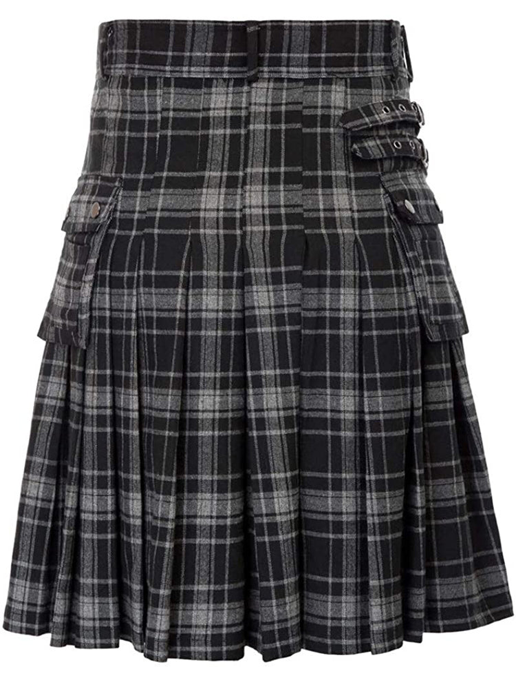 Comprar grey Mens Plaid Pleated Skirt