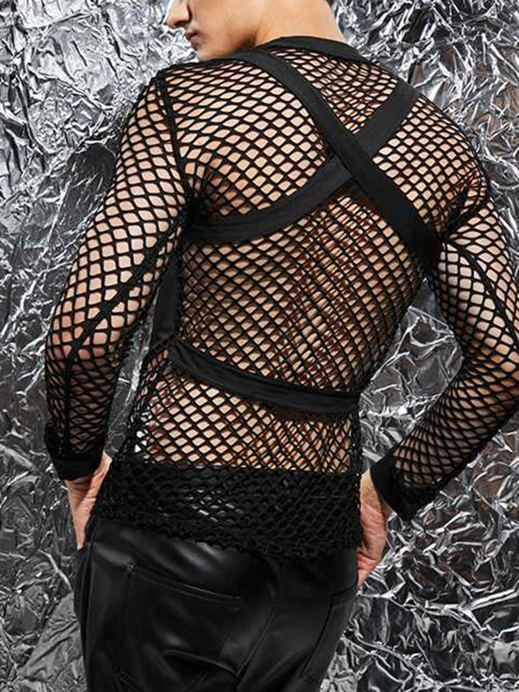 Men's Mesh Panel Sheer Sexy T-Shirt