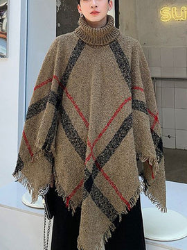 Buy khaki Men&#39;s Casual Plaid Irregular Pullover