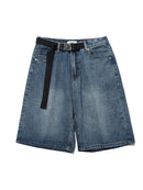 Mens Loose Fitting Washed Denim Shorts-6