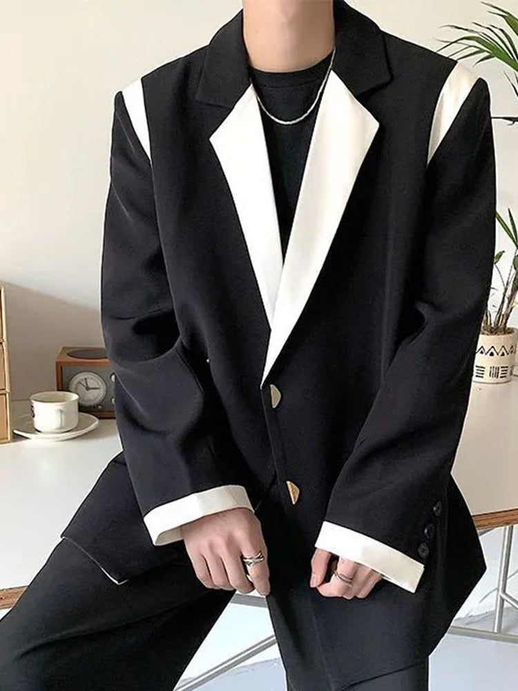 Mens Panel Lapel Long Sleeve Blazer