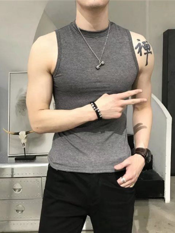 Men's Stand Collar Sleeveless Racerback Vest