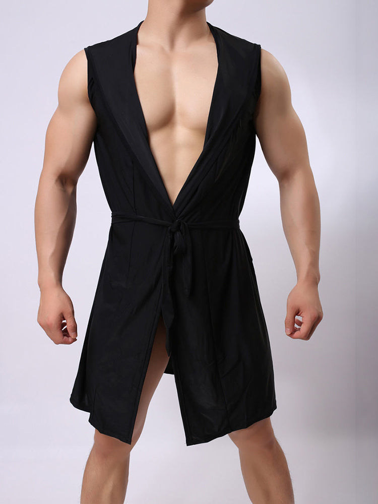 Men's Robe Hooded Sexy Nightgown