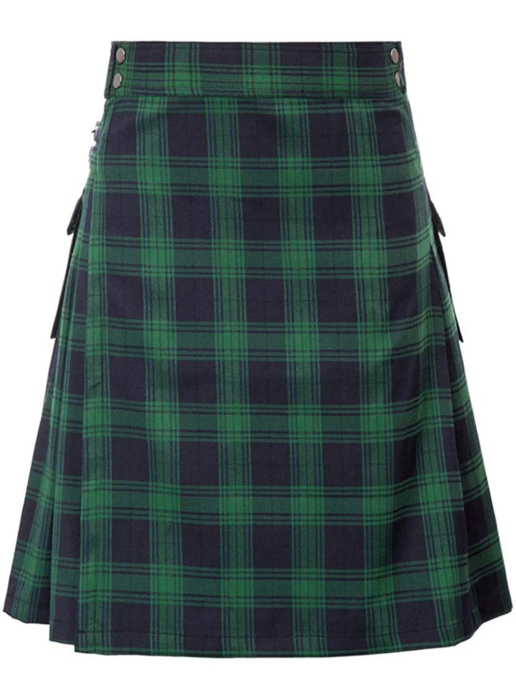 Comprar green Mens Plaid Pleated Skirt