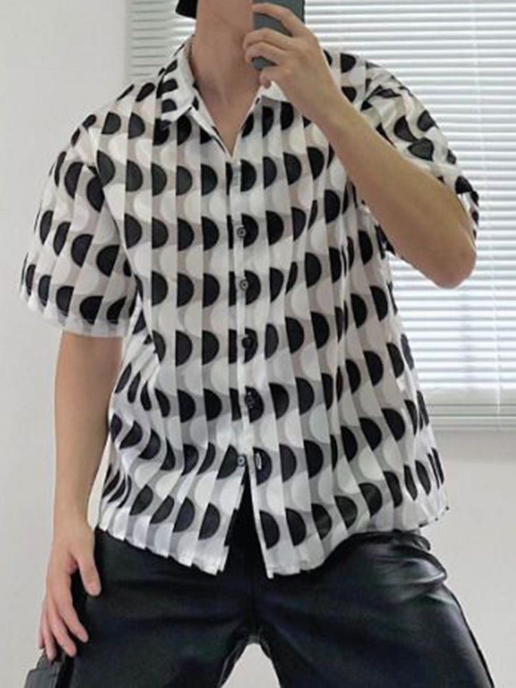 Mens Casual Loose Fitting Printed Shirt