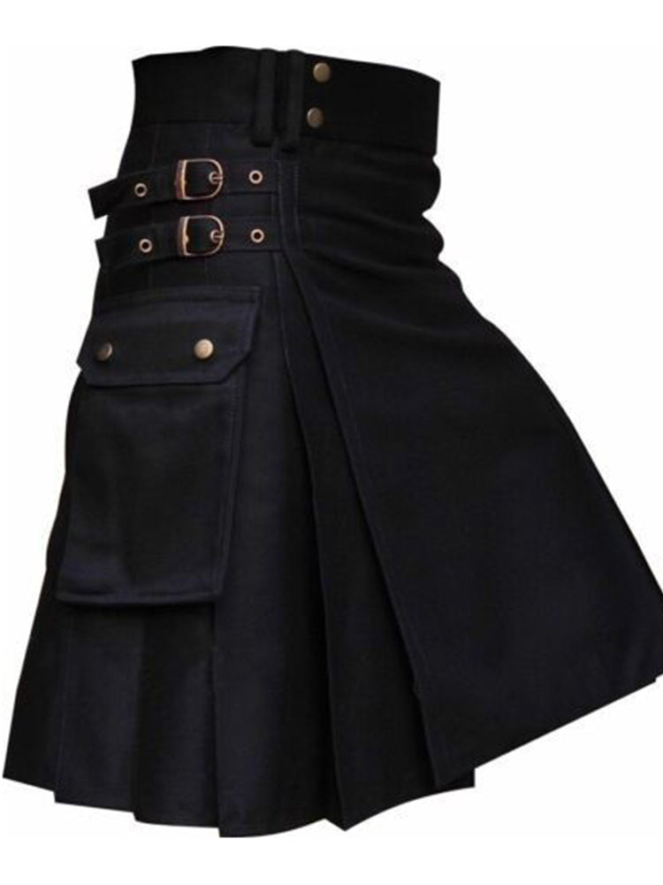 Mens Retro Rock Punk Pleated Skirt