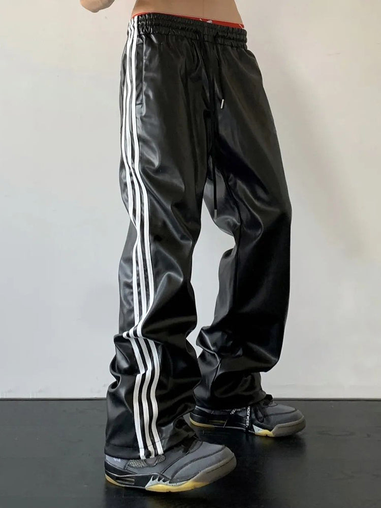 Mens Loose Fitting Straight Casual Wide Leg Pants