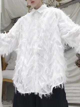 Mens Three-Dimensional Feather Loose Shirt