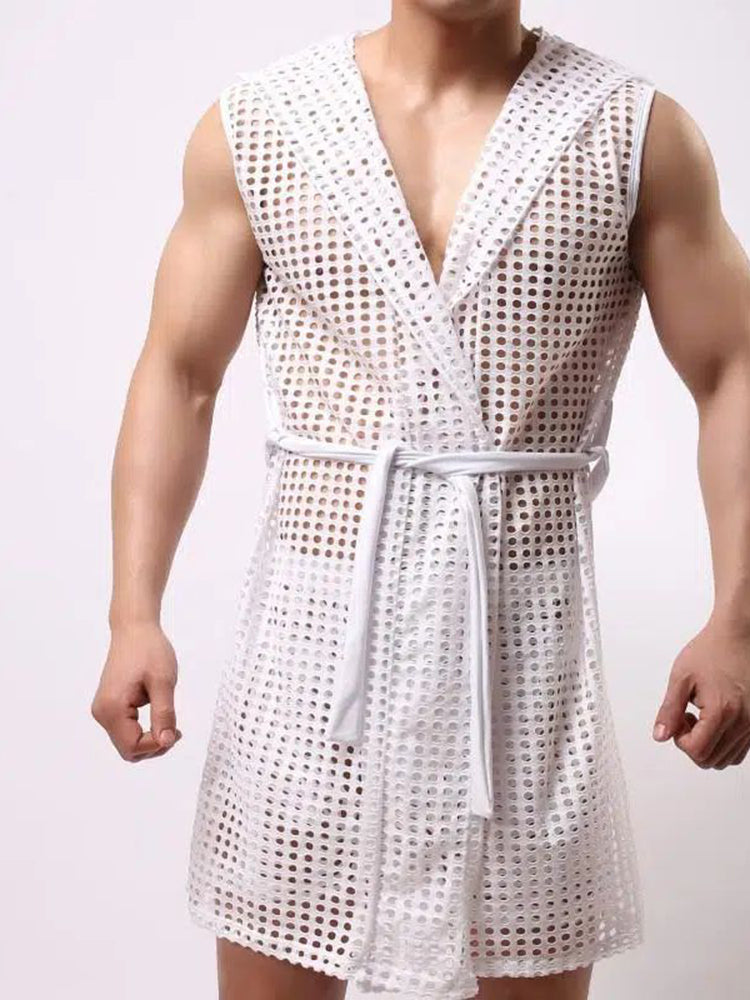 Men's see through sexy pajamas robe