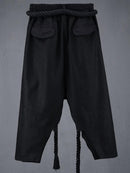 Men's Black Linen Harem Pants-6