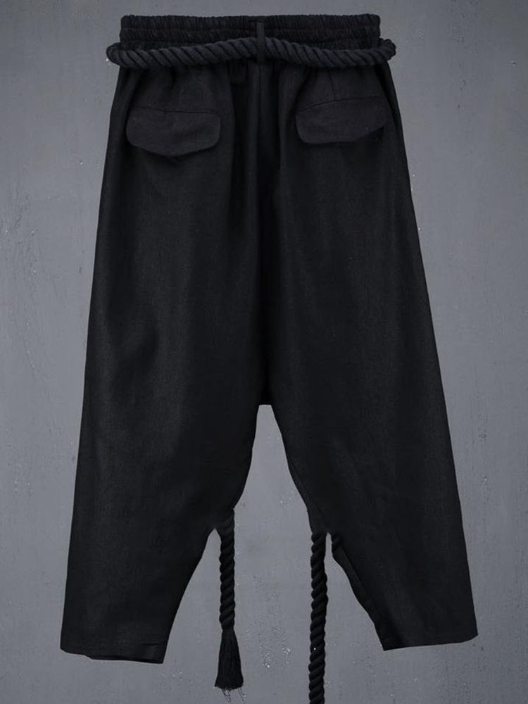 Men's Black Linen Harem Pants