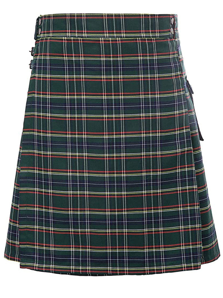 Comprar royal-green Mens Plaid Pleated Skirt