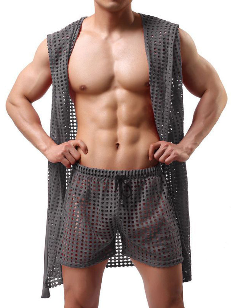 Men's see through sexy pajamas robe