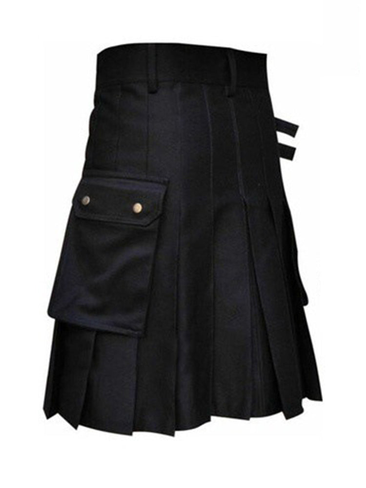 Mens Retro Rock Punk Pleated Skirt