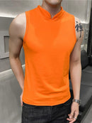 Men's sexy high collar sports fitness vest through-6
