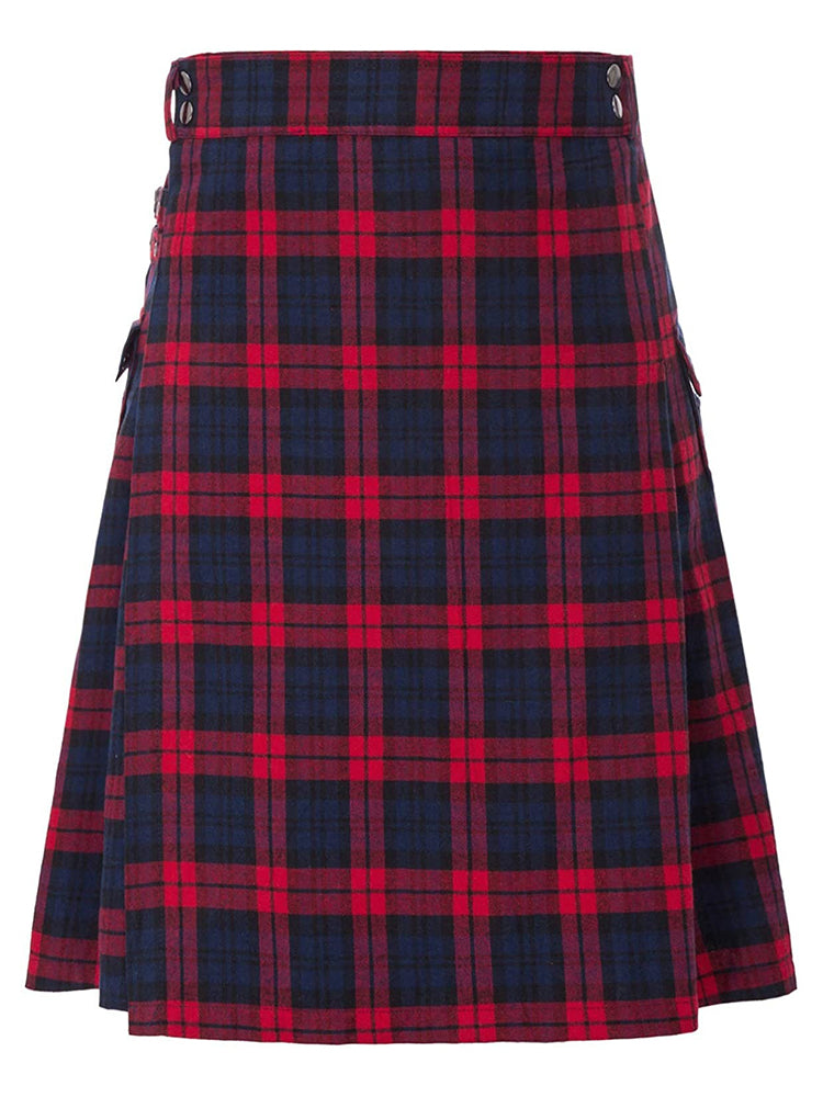 Comprar red-2 Mens Plaid Pleated Skirt