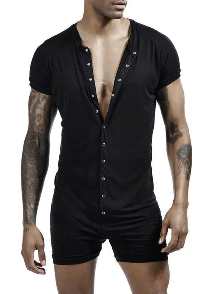 Mens Slim Underwear Shapewear Corset Button Bodysuit