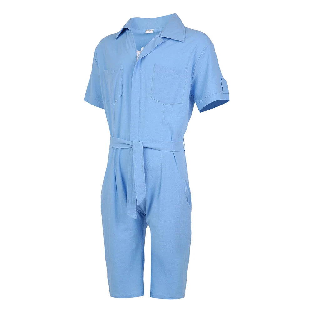 Comprar blue Mens Sports Strap Casual Short-Sleeve  Genderless Jumpsuit