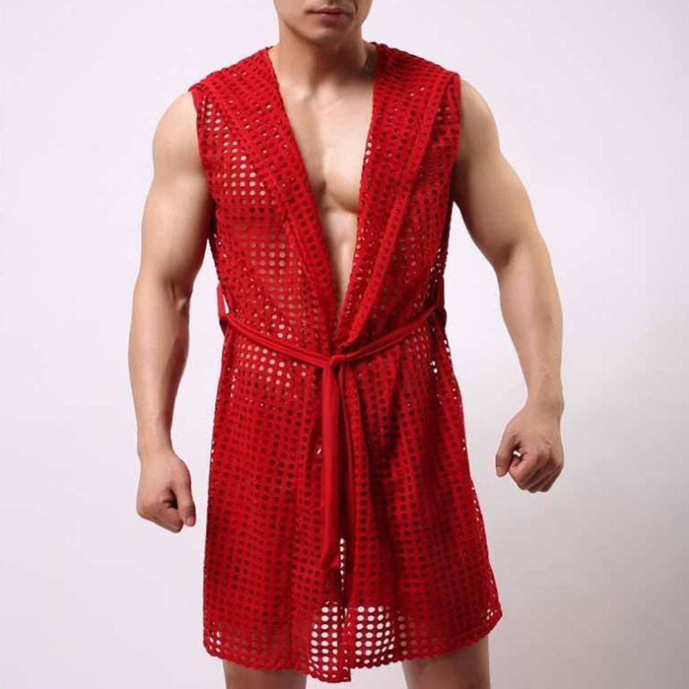 Men's see through sexy pajamas robe