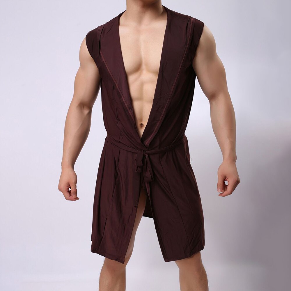 Comprar brown Men&#39;s Robe Hooded Sexy Nightgown