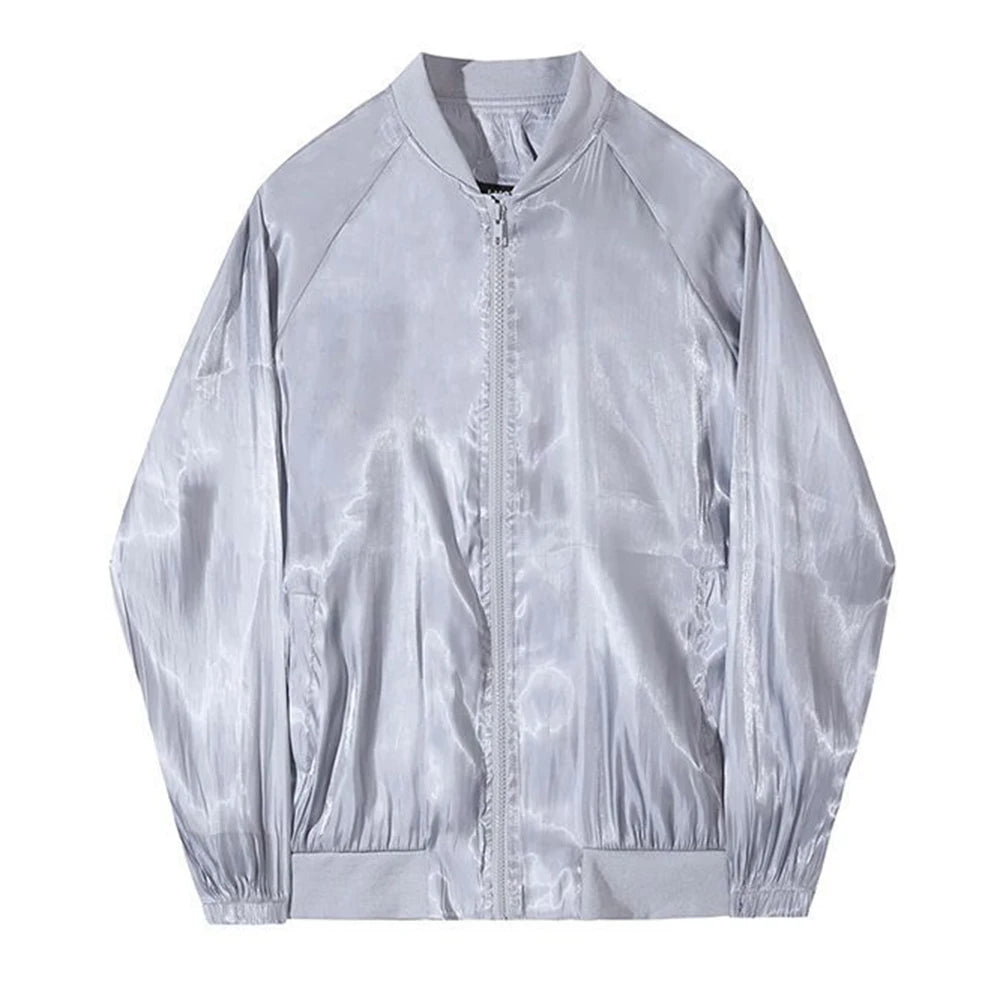 Comprar grey Man Gender-free Casual Solid Color Satin Jacket