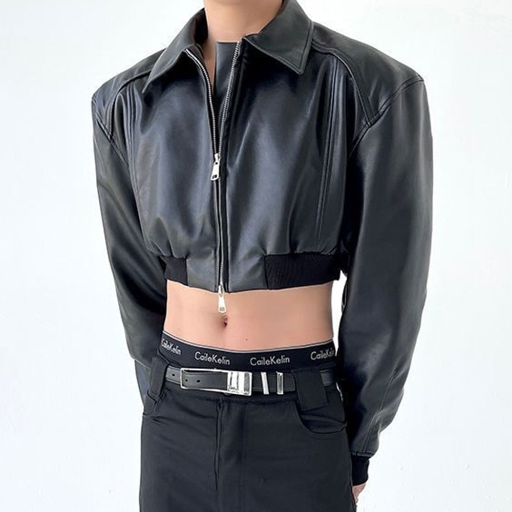 Mens Sexy Cropped Leather Jacket