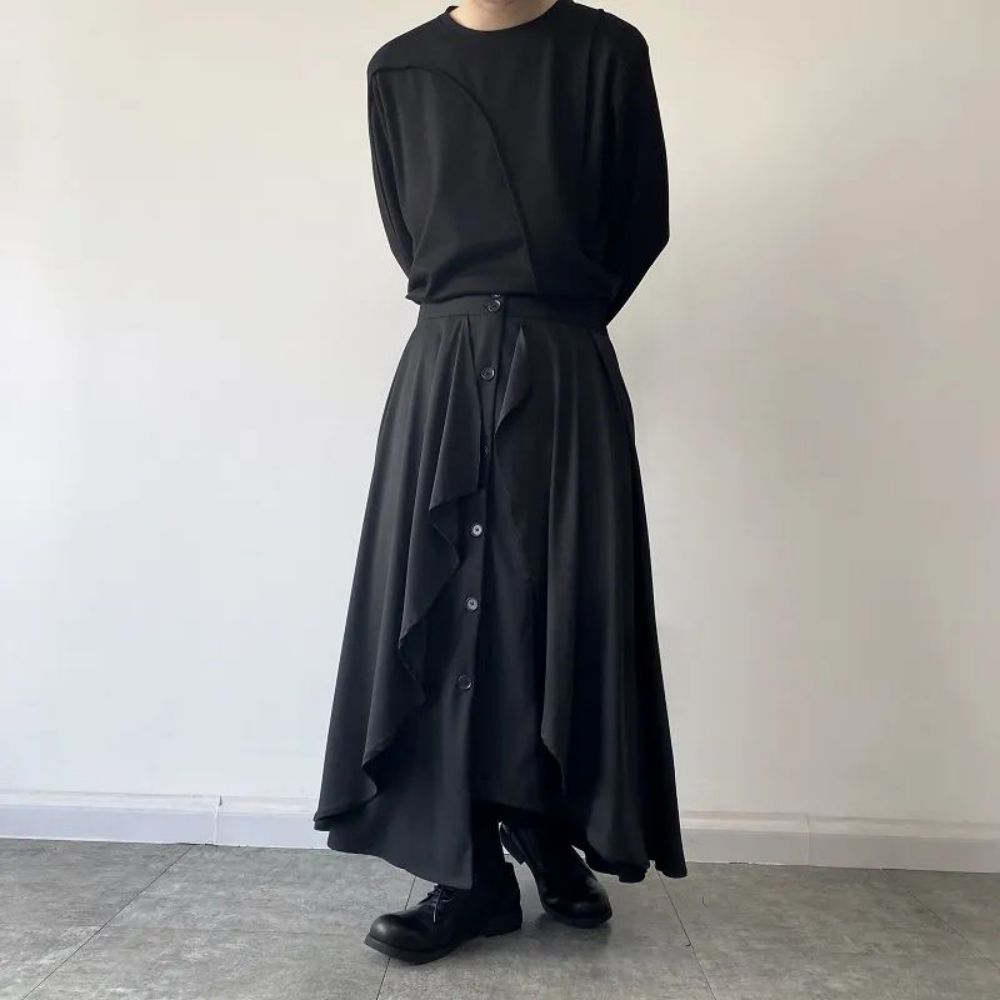 Men's Double Irregular Button Skirt