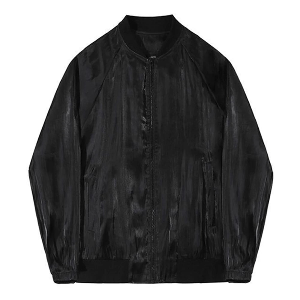 Comprar black Man Gender-free Casual Solid Color Satin Jacket