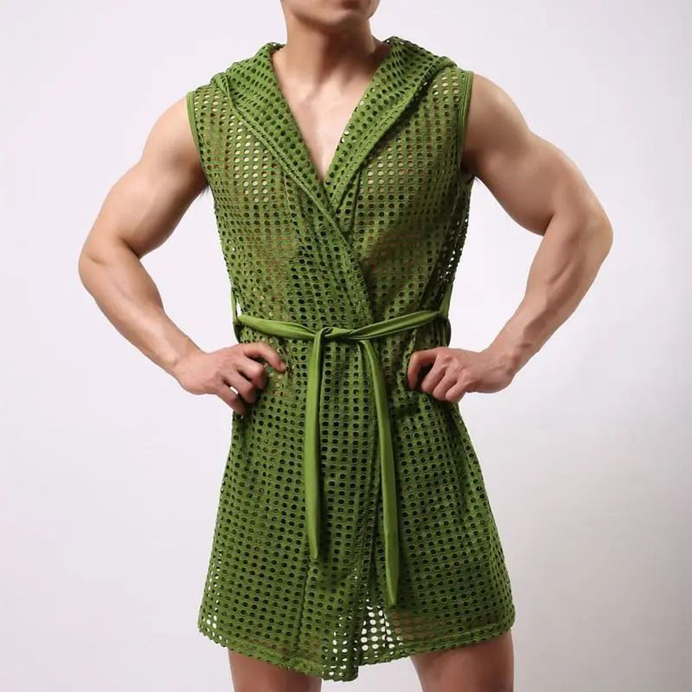 Comprar green Men&#39;s see through sexy pajamas robe