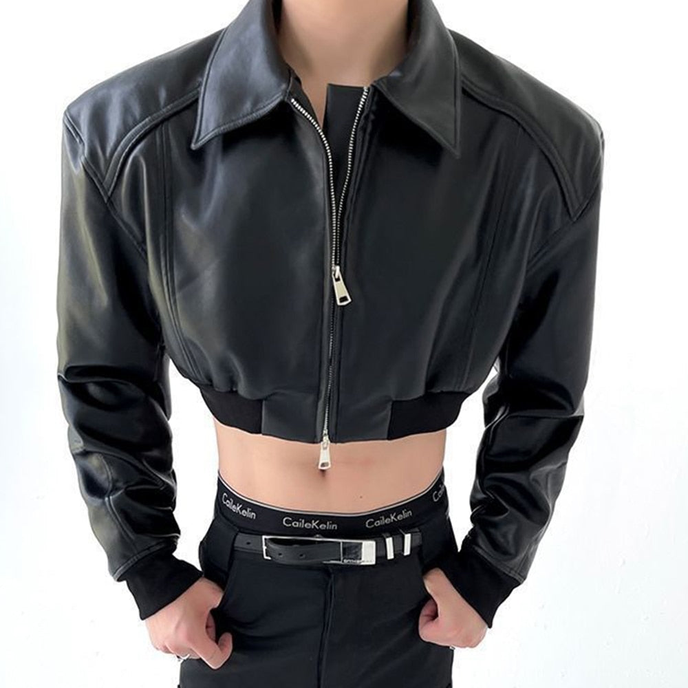 Mens Sexy Cropped Leather Jacket