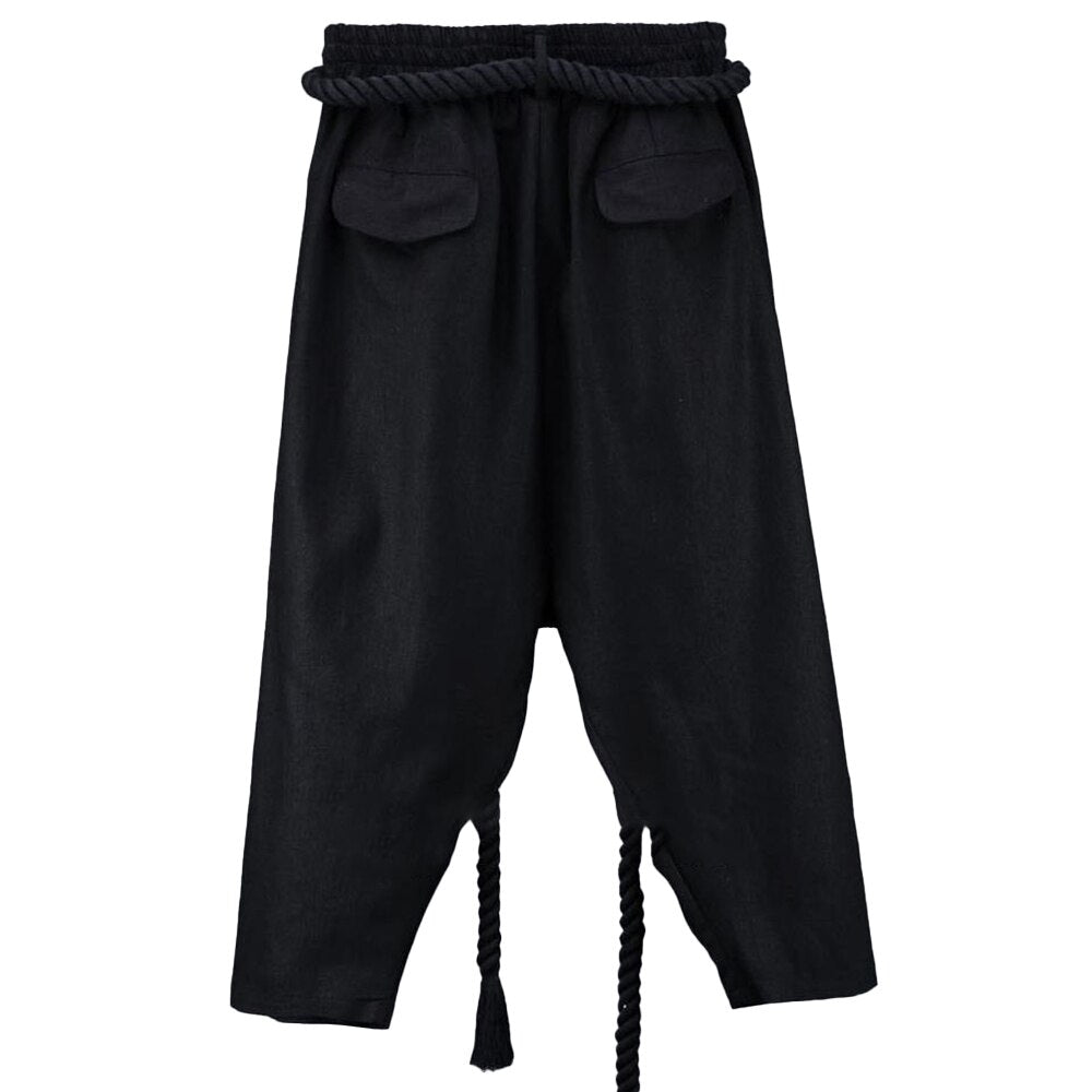 Men's Black Linen Harem Pants