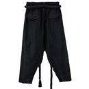 Men's Black Linen Harem Pants-7